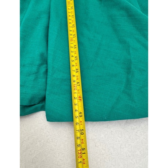 Aqua Green‎ Midi Dress Women's L Square Neck Tie Front Rayon Linen Blend - Picture 6 of 9